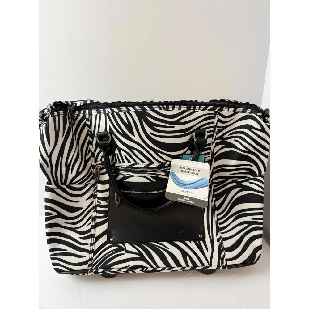 Calpak Zanny 21"‎ Zebra Rolling Laptop Tote Carry On Suitcase NWT